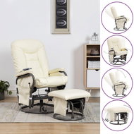 Masážní polohovací křeslo s podnožkou krémové umělá kůže - Massage Chair
