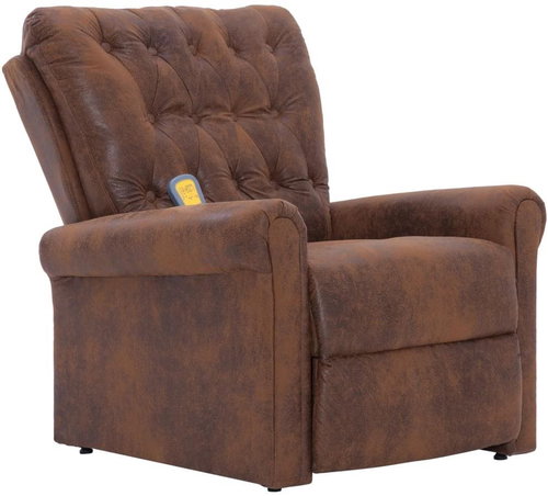 Polohovatelné masážní křeslo hnědé umělá semišová kůže - Massage Chair - Main image
