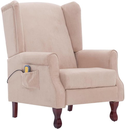 Masážní polohovací křeslo krémové textil - Massage Chair - Main image