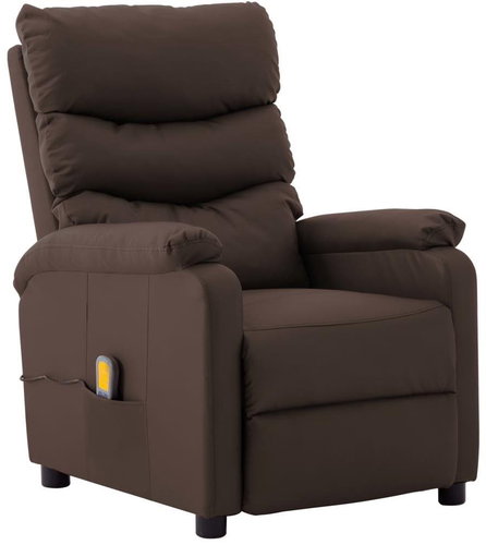 Masážní polohovací křeslo hnědé umělá kůže - Massage Chair - Main image