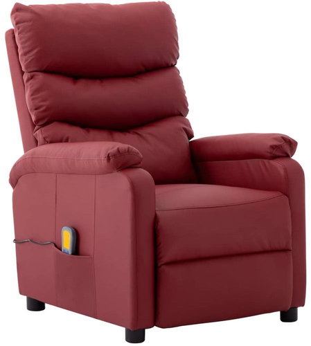 Masážní polohovací křeslo vínové umělá kůže - Massage Chair - Main image