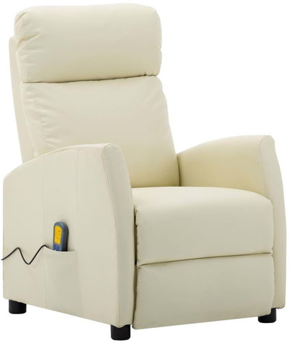 Masážní polohovací křeslo krémové umělá kůže - Massage Chair - Main image