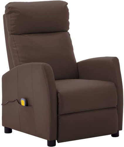 Masážní polohovací křeslo hnědé umělá kůže - Massage Chair - Main image