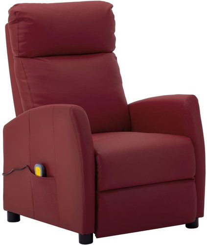Masážní polohovací křeslo vínové umělá kůže - Massage Chair - Main image