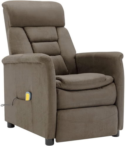 Masážní polohovací křeslo taupe umělá broušená kůže - Massage Chair - Main image