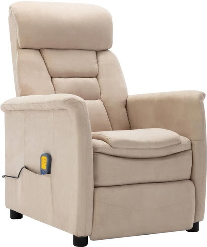 Masážní polohovací křeslo krémové umělá broušená kůže - Massage Chair - Main image