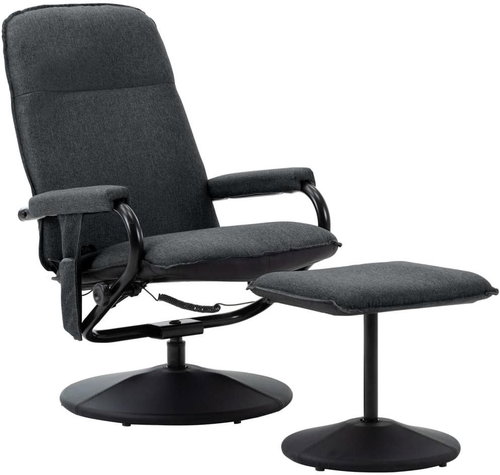 Masážní polohovací křeslo s podnožkou tmavě šedé textil - Massage Chair - Main image