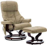 Masážní polohovací křeslo cappuccino umělá kůže a ohýbané dřevo - Masážní křeslo