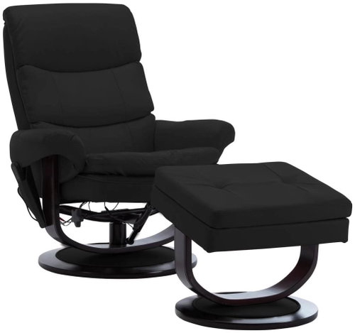 Masážní polohovací křeslo černé umělá kůže a ohýbané dřevo - Massage Chair - Main image