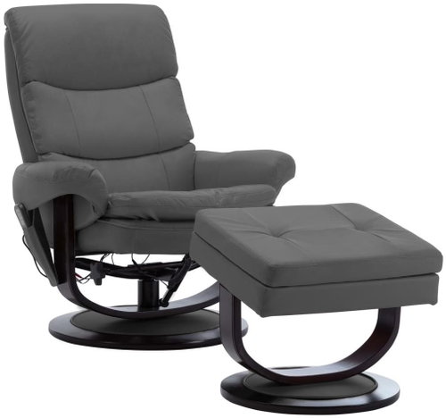 Masážní polohovací křeslo uhlové umělá kůže a ohýbané dřevo - Massage Chair - Main image
