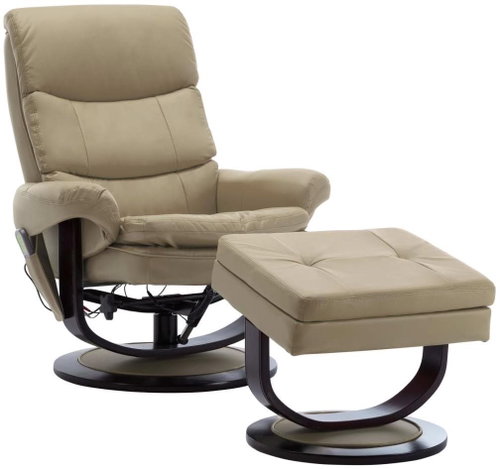 Masážní polohovací křeslo cappuccino umělá kůže a ohýbané dřevo - Massage Chair - Main image