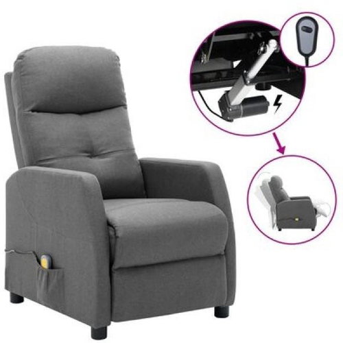 Elektrické masážní polohovací křeslo světle šedé textil - Massage Chair - Main image