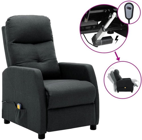 Elektrické masážní polohovací křeslo tmavě šedé textil - Massage Chair - Main image
