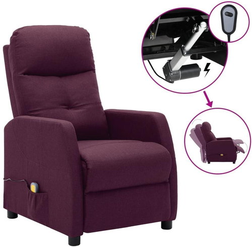 Elektrické masážní polohovací křeslo fialové textil - Massage Chair - Main image