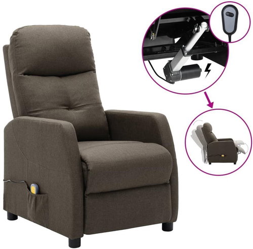 Elektrické masážní polohovací křeslo taupe textil - Massage Chair - Main image