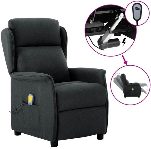 Elektrické masážní polohovací křeslo tmavě šedé textil - Massage Chair - Main image
