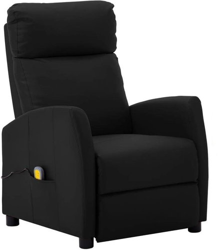 Elektrické masážní polohovací křeslo černé umělá kůže - Massage Chair - Main image