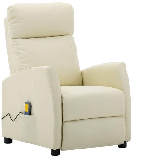 Elektrické masážní polohovací křeslo krémové umělá kůže - Massage Chair - Main image