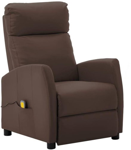Elektrické masážní polohovací křeslo hnědé umělá kůže - Massage Chair - Main image