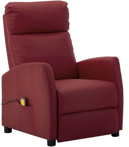 Elektrické masážní polohovací křeslo vínové umělá kůže - Massage Chair - Main image