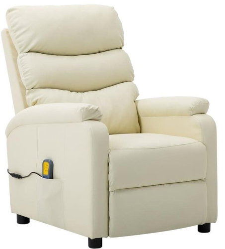 Elektrické masážní polohovací křeslo krémové umělá kůže - Massage Chair - Main image