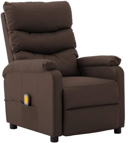 Elektrické masážní polohovací křeslo hnědé umělá kůže - Massage Chair - Main image