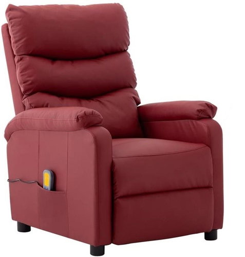 Elektrické masážní polohovací křeslo vínové umělá kůže - Massage Chair - Main image
