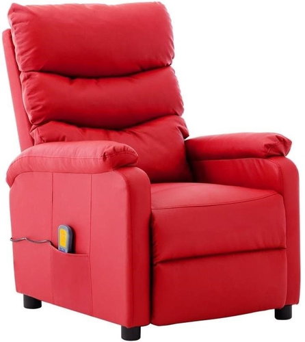 Elektrické masážní polohovací křeslo červené umělá kůže - Massage Chair - Main image