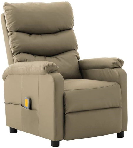 Elektrické masážní polohovací křeslo cappuccino umělá kůže - Massage Chair - Main image
