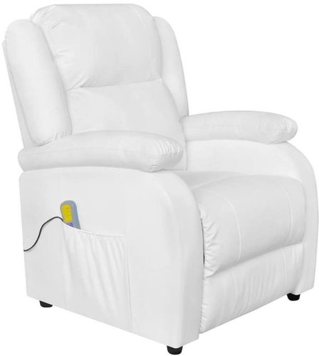 Elektrické masážní křeslo bílé umělá kůže - Massage Chair - Main image