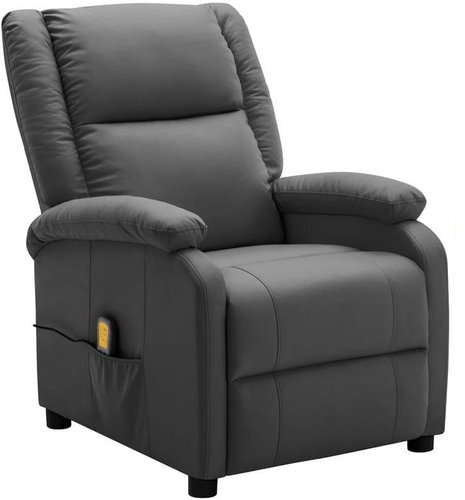 Elektrické masážní polohovací křeslo antracitové umělá kůže - Massage Chair - Main image