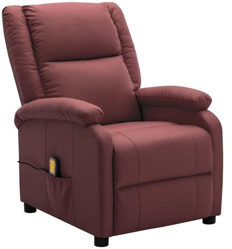 Elektrické masážní polohovací křeslo vínové umělá kůže - Massage Chair - Main image
