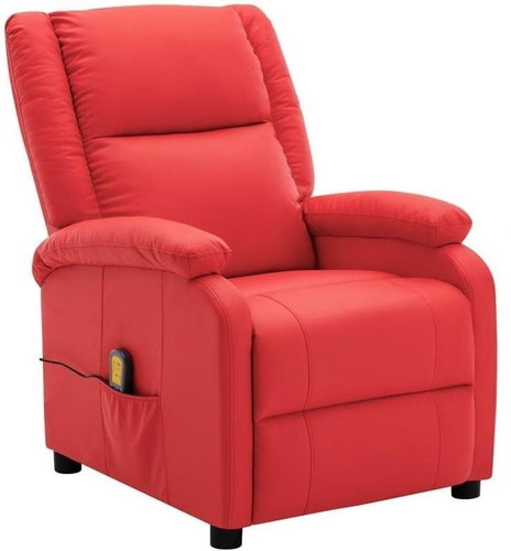 Elektrické masážní polohovací křeslo červené umělá kůže - Massage Chair - Main image