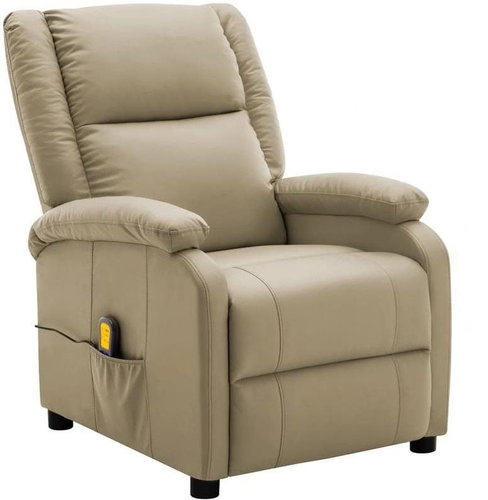 Elektrické masážní polohovací křeslo cappuccino umělá kůže - Massage Chair - Main image