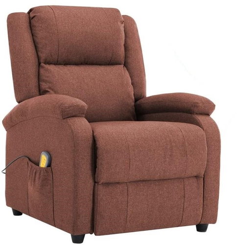 Elektrické masážní polohovací křeslo hnědé textil - Massage Chair - Main image