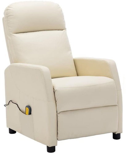Elektrické masážní polohovací křeslo krémově bílé umělá kůže - Massage Chair - Main image