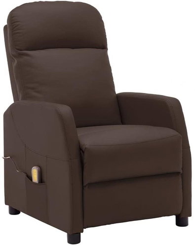 Elektrické masážní polohovací křeslo hnědé umělá kůže - Massage Chair - Main image