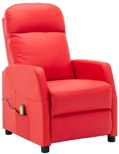 Elektrické masážní polohovací křeslo červené umělá kůže - Massage Chair - Main image