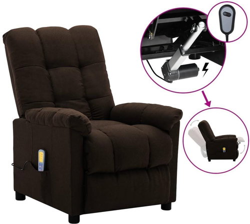 Elektrické masážní polohovací křeslo tmavě hnědé textil - Massage Chair - Main image