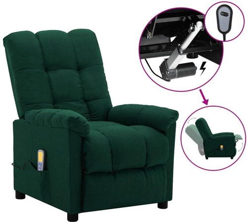 Elektrické masážní polohovací křeslo tmavě zelené textil - Massage Chair - Main image