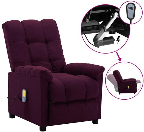 Elektrické masážní polohovací křeslo fialové textil - Massage Chair - Main image