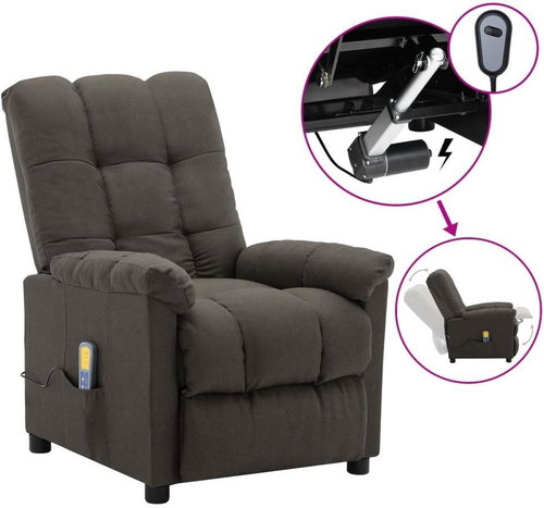Elektrické masážní polohovací křeslo taupe textil - Massage Chair - Main image