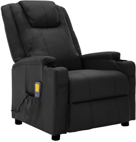 Elektrické masážní polohovací křeslo černé umělá kůže - Massage Chair - Main image