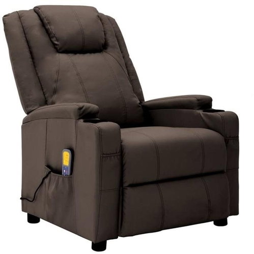 Elektrické masážní polohovací křeslo hnědé umělá kůže - Massage Chair - Main image