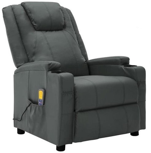 Elektrické masážní polohovací křeslo antracitové umělá kůže - Massage Chair - Main image