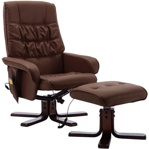 Masážní polohovací křeslo s podnožkou hnědé umělá kůže - Massage Chair - Main image