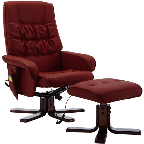 Masážní polohovací křeslo s podnožkou vínové umělá kůže - Massage Chair - Main image