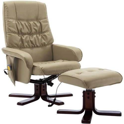 Masážní polohovací křeslo s podnožkou cappuccino umělá kůže - Massage Chair - Main image