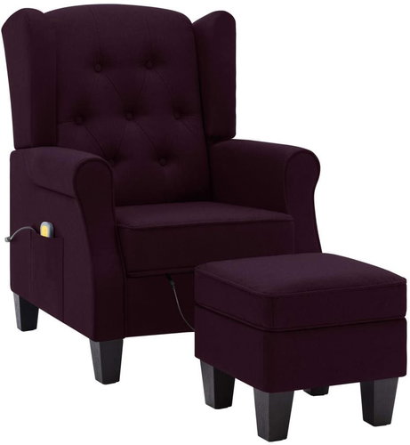 Masážní křeslo s podnožkou fialové textil - Massage Chair - Main image