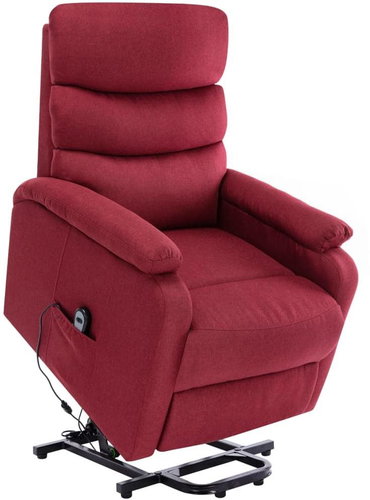Zvedací masážní polohovací křeslo vínové textil - Massage Chair - Main image